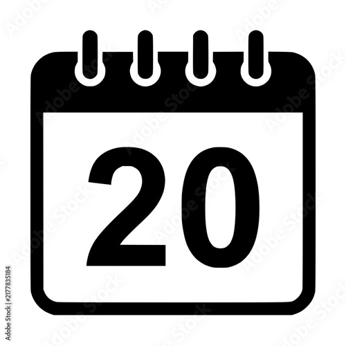 Simple Calendar Icon With Number Twenty Isolated On White