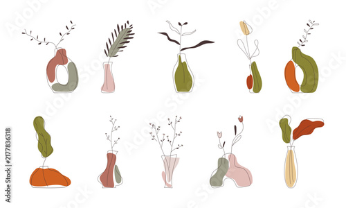 Aesthetic Vase Line Art Set