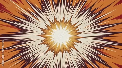 Dynamic Explosion Effect with Bright Central Burst Radiating Outward in Warm Tones