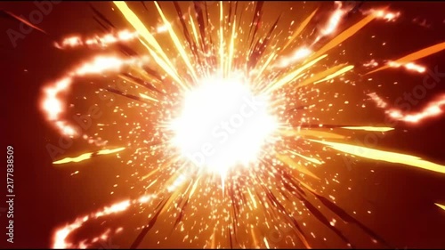 Dynamic Explosion of Bright Fireworks in Midair with Vibrant Sparks