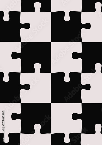 Black and White Jigsaw Puzzle Pattern Background