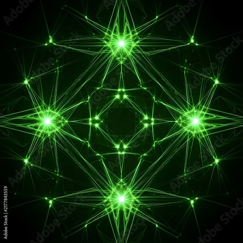 Green glowing neuron network illustration