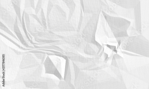 Minimalist white and gray crumpled paper background texture with subtle grain and elegant folds effect