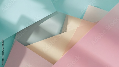 Soft pastel paper layers with geometric shadows and light