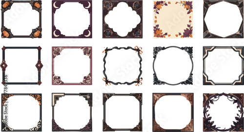 Vintage antique decorative frames collection, 25 ornate square and circular borders, elegant vintage design elements, classic ornamental vector set for logo and wedding background