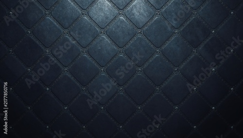 Dark blue diamond tufted upholstery texture background