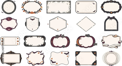 Collection of various ornamental frames and label shapes in different styles.