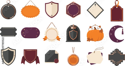 Various decorative ornamental frames and label shapes in diverse styles.