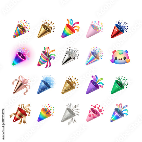 Party Popper Symbol Typography Design on white background 