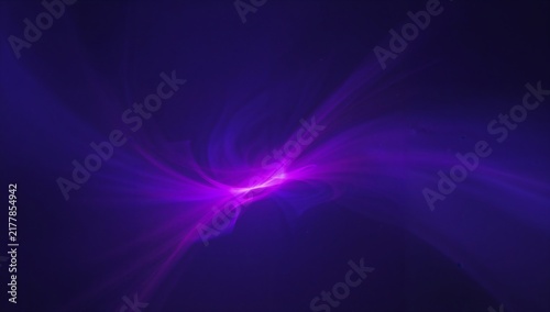 Abstract glowing purple and blue light streaks on a dark background