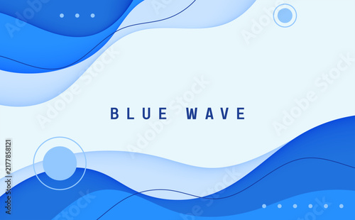 Abstract Blue Wave Paper Cut Style Corporate Background Template
