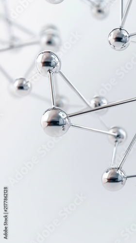 Metallic molecule structure silver sphere abstract science minimal background futuristic clean shiny technology connection