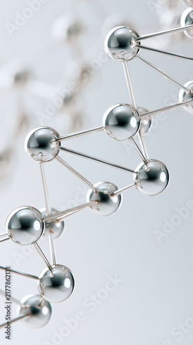 Metallic sphere molecular structure abstract silver science technology minimal double helix high fidelity futuristic concept
