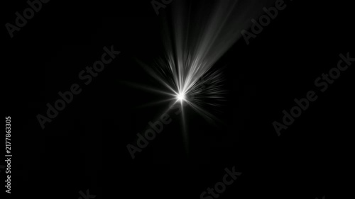 optical shine light lens flares animation. Seamless loop dynamic kinetic bright star light rays effect on black background. Dynamic light rays