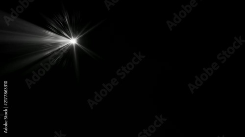 optical shine light lens flares animation. Seamless loop dynamic kinetic bright star light rays effect on black background. Dynamic light rays