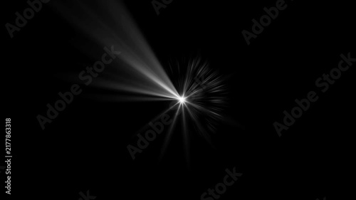 optical shine light lens flares animation. Seamless loop dynamic kinetic bright star light rays effect on black background. Dynamic light rays