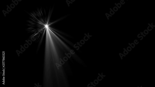 optical shine light lens flares animation. Seamless loop dynamic kinetic bright star light rays effect on black background. Dynamic light rays