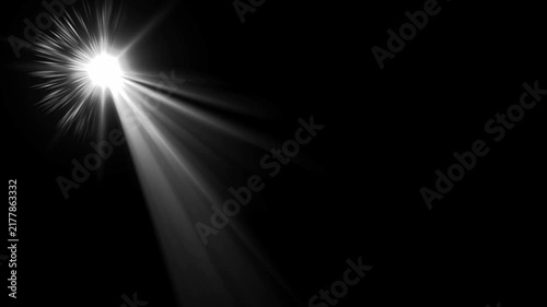 optical shine light lens flares animation. Seamless loop dynamic kinetic bright star light rays effect on black background. Dynamic light rays