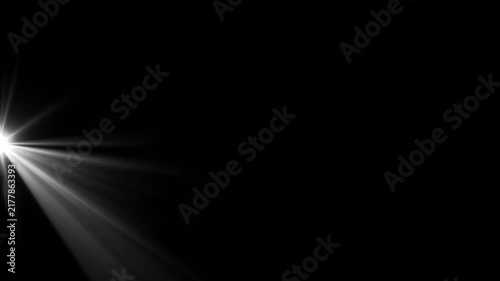 optical shine light lens flares animation. Seamless loop dynamic kinetic bright star light rays effect on black background. Dynamic light rays