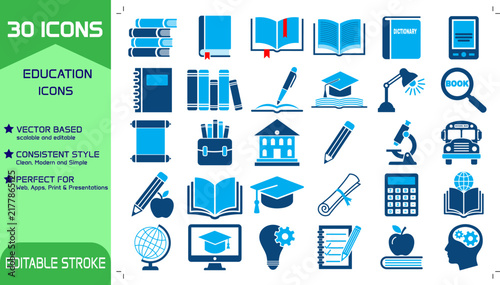 School & Education Vector Icon Set