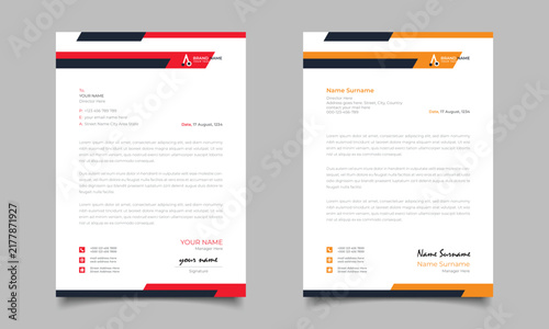 Red And Yellow Modern Business Letterhead Simple Clean Template Design