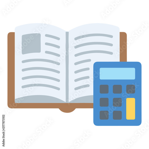 Open book and calculator vector illustration education and finance concept