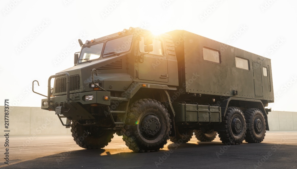 Obraz premium Military Expedition 6x6 Truck at Sunset