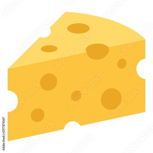Wedge of Swiss cheese with holes simple flat illustration