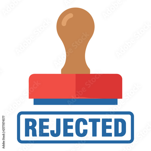 Rejected stamp with blue border and red pad
