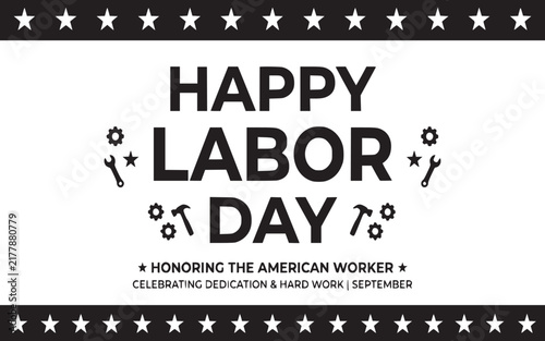 Happy Labor Day Banner Vector American Worker Celebration Stars Graphic