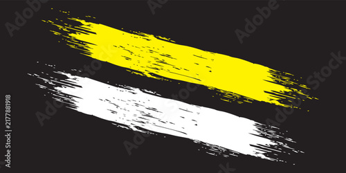 Abstract yellow and white horizontal grunge brush stroke background isolated on dark background.