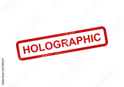 Obraz na płótnie Red holographic stamp with text label illustration