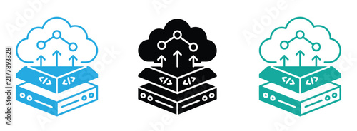 Cloud Computing Data Transfer Server Integration Software Development Network Storage API Upload Vector Graphic Illustration Isolated Stock Asset