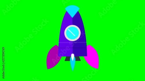 Vibrant Flat Style Spaceship Launching Illustration for Futuristic Creative Projects and Tech Animation Assets