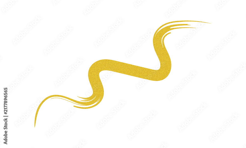 Fototapeta premium A golden-yellow brushstroke curves downwards to the left, featuring a grain effect as shown in the image.
