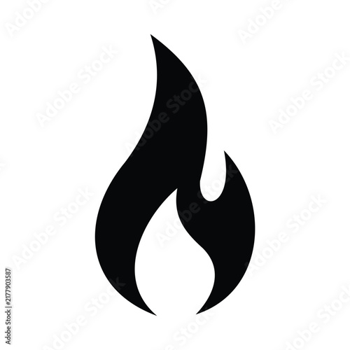 Black single flame icon representing energy heat and minimalist natural fire elements.