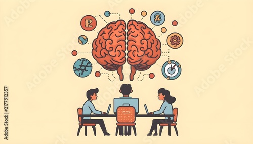 Brainstorming. Vector illustration for web banner, social media banner, business presentation, marketing material.