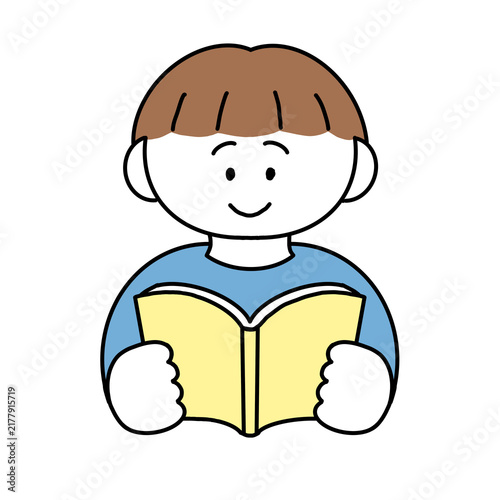 本を読む子ども｜子どもの生活習慣（透過素材・背景なし）