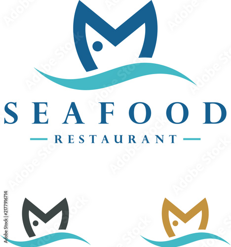 M Letter Fish Logo Template Illustration Design. Vector EPS 10.