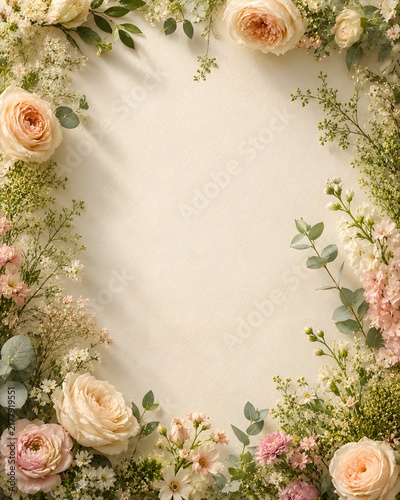 vintage background with roses and frame