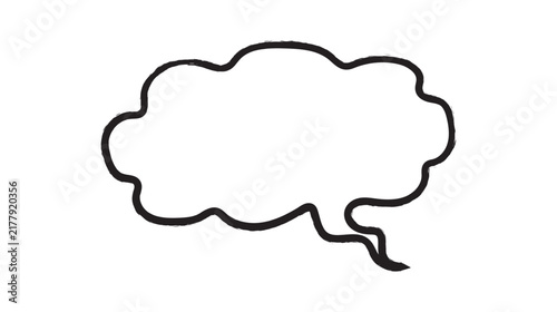 Abstract organic cloud shape with wispy tail in simple line art style for creative concepts