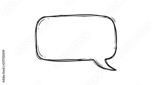 Hand drawn speech bubble with copy space in doodle style against white background for text