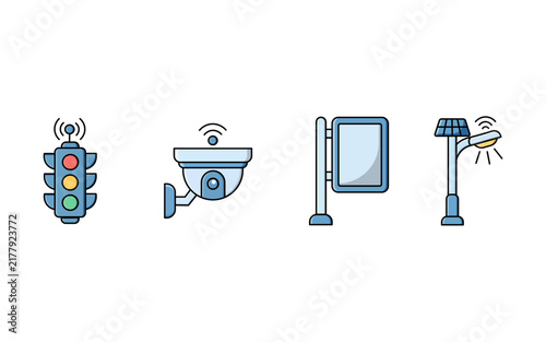 Smart City Infrastructure Icons for Urban Technology and IoT