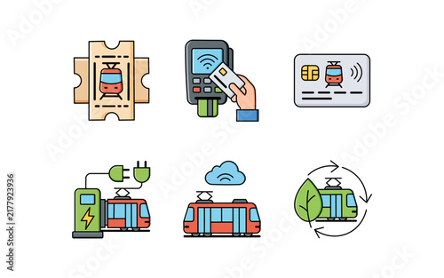 Public Transit and Sustainable Transport Icon Set