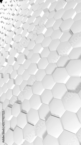 Abstract 3D render of a repeating honeycomb pattern texture
