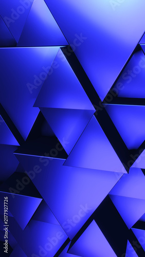 Canvastavla Abstract 3D geometric pattern with glowing blue polygonal shapes