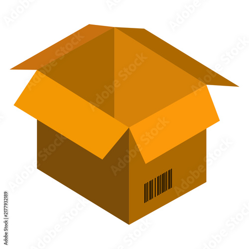 Icono con dibujo sencillo de una caja de cartón abierta en varios colores 