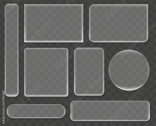 Glassmorphism Liquid Glass White Elements Set Vector with Transparent Panels, Light Frames, and Banners
