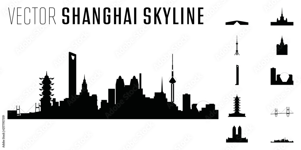 Naklejka premium vector Shanghai skyline
