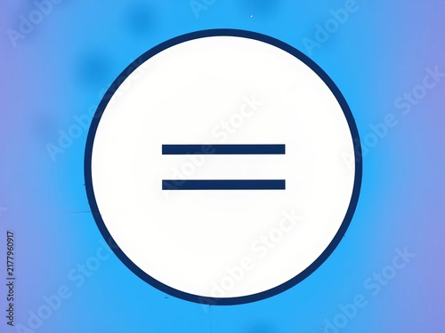 Sign with an equal sign inside a circle, simple yet effective design, balance, background-free